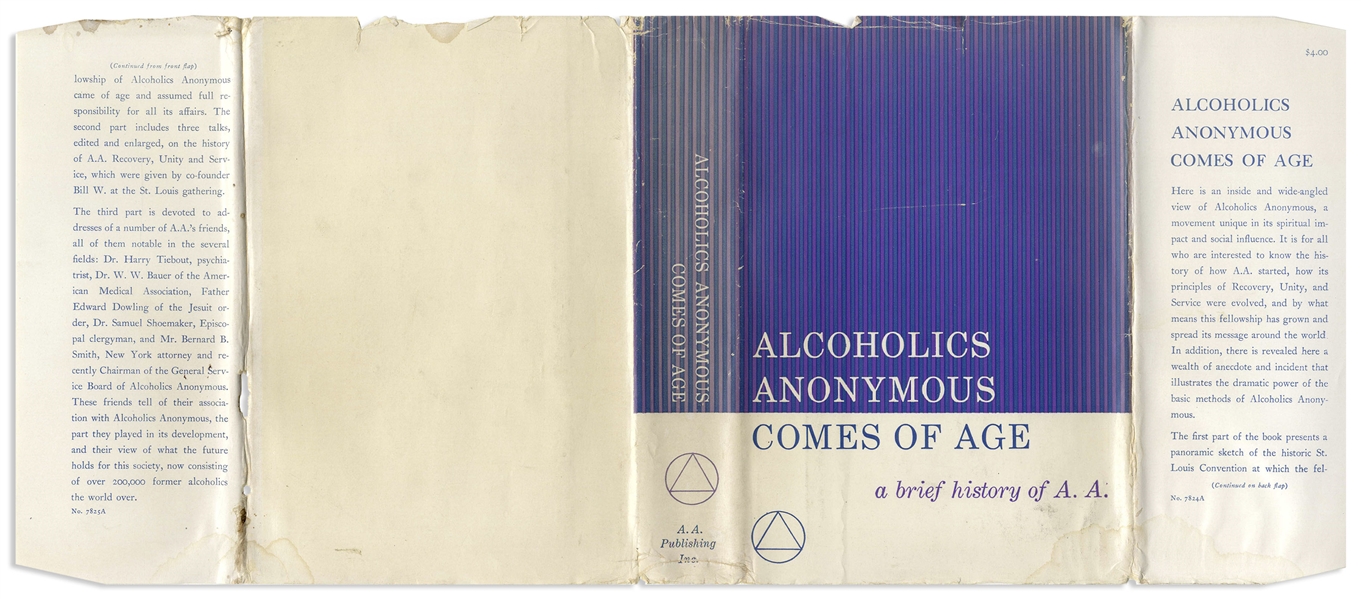 Bill Wilson 1957 Signed First Edition of ''Alcoholics Anonymous Comes of Age''
